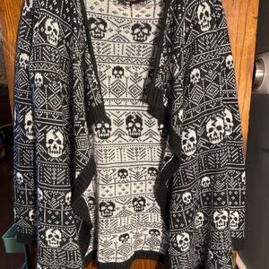 Hot topic sweater cardigan skulls